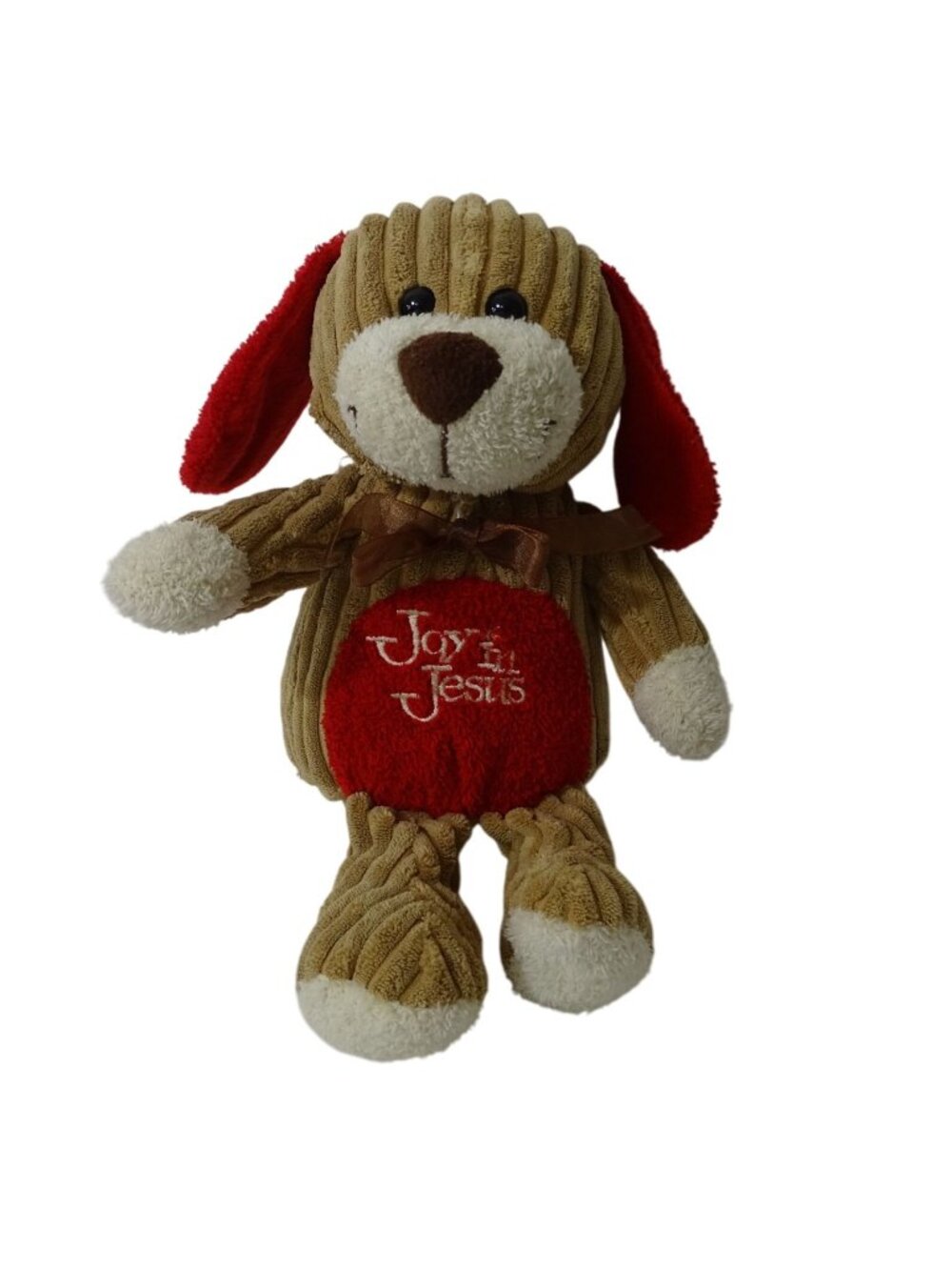 Goffa Joy In Jesus Brown Red Plush Dog Toy Stuffed Animal Textured Ages 3 and up